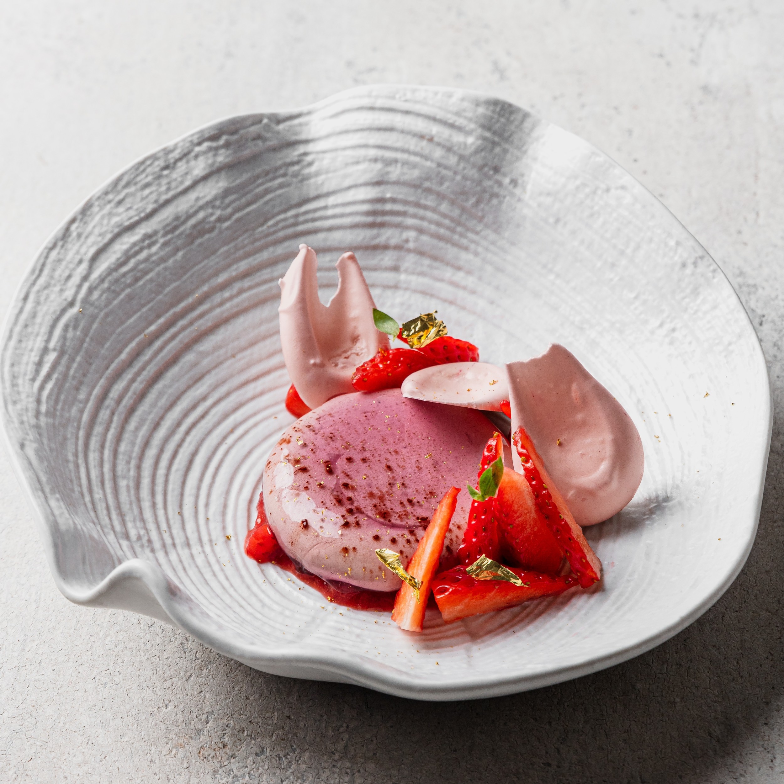 DeZaan Hero Image Of Cocoa Strawberry Shiso Pavlova