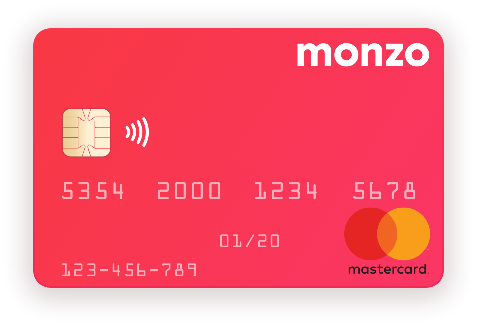mock up of a monzo debit card.