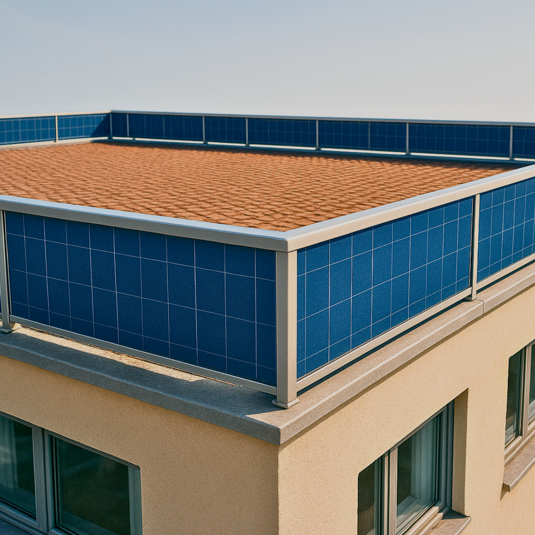 Vertical Bifacial Photovoltaic Balustrade System for Building Edges