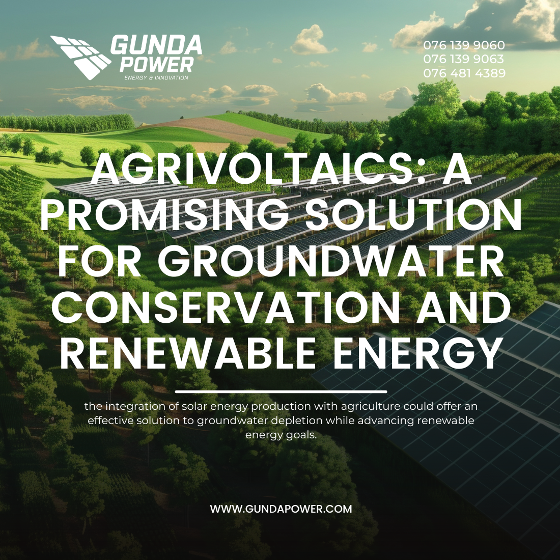Agrivoltaics: A Promising Solution for Groundwater Conservation and Renewable Energy
