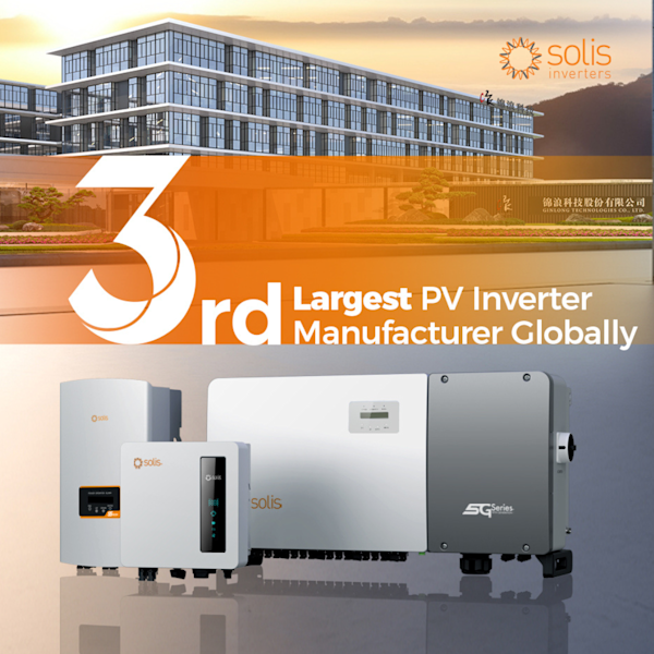 Solis 3rd Largest PV Inverter Manufacturer Globally!
