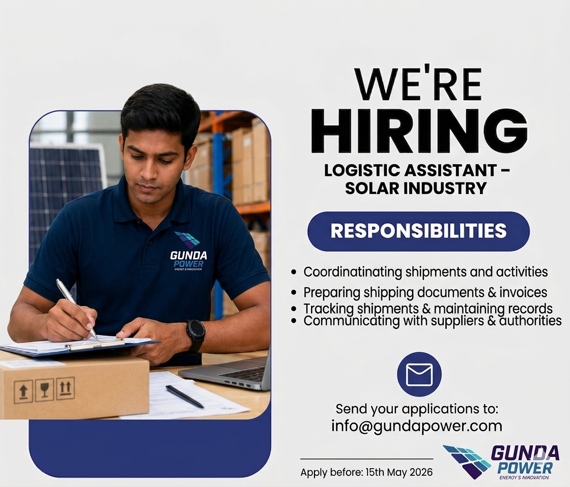 Logistic Assistant – Solar Energy Sector