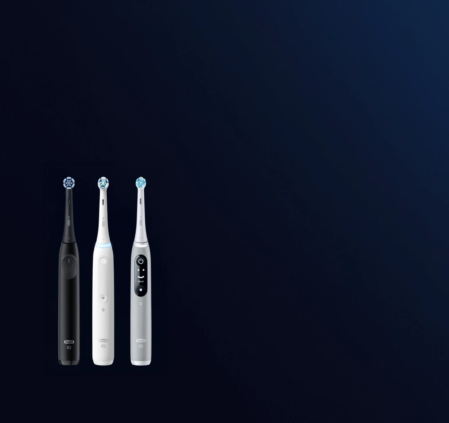 Coleção de escovas Oral-B série iO em Quartzo rosa, Alabastro e Ónix