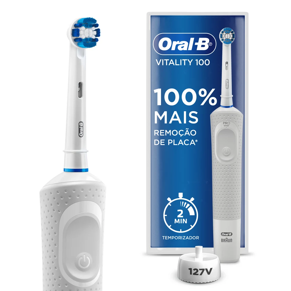 Kit Escova Elétrica Oral-B Vitality 100 Precision Clean 220 Volts + Creme  Dental Oral-B Gengiva Detox Sensitive Care 102g - Drogaria Sao Paulo