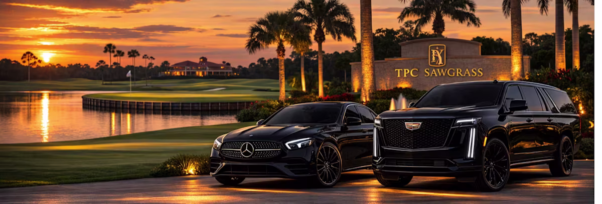 ## Black Car & SUV Service for The Players Championship 2026 at TPC Sawgrass – Private, Refined, Punctual
Bookinglane's Black Car and SUV Service for The Players Championship 2026 is designed for couples and small groups who value privacy, punctuality, and a refined travel experience during one of professional golf's most prestigious weeks. Whether you are an executive attending a hospitality program at the course, a couple making the trip specifically for Sunday's final round, or a small VIP group attending sponsor events and competing rounds across the Ponte Vedra Beach area, a Black Car provides the most polished and discreet way to navigate the First Coast during Players Championship week.
Three carefully curated vehicle categories are available. **Premium Sedans** accommodate up to 2 passengers and deliver executive-level refinement with leather seating, climate control, tinted windows, and a quiet cabin — ideal for individual patrons or couples who prefer a sleek, low-profile arrival at TPC Sawgrass. **Premium SUVs** accommodate up to 6 passengers and offer a spacious, elevated experience for small groups — families, client entertainment parties, or VIP guests who want ample comfort for the drive between Jacksonville hotels and the course. **First Class Vehicles** accommodate between 2 and 6 passengers and deliver the highest tier of ground transportation, featuring flagship luxury vehicles suited for executives, brand ambassadors, and distinguished guests attending the tournament.
Bookinglane provides Black Car pickups from Jacksonville International Airport (JAX) and St. Augustine-St. Johns County Airport (UST), with chauffeur transfers to hotels in Ponte Vedra Beach, Jacksonville Beach, San Marco, Riverside, and throughout the greater Jacksonville area. Chauffeurs are familiar with tournament-week traffic patterns and the most effective approaches to TPC Sawgrass, ensuring you arrive relaxed and on time regardless of what the roads around Ponte Vedra Beach look like on any given day.
Whether your Players Championship week involves a single afternoon on the course or a full multi-day program spanning hospitality events, pro-am sessions, and weekend rounds, Bookinglane's Black Car and SUV Service provides reliable, discreet, and elegant transportation throughout. Early reservations are strongly recommended due to high demand during The Players Championship week.