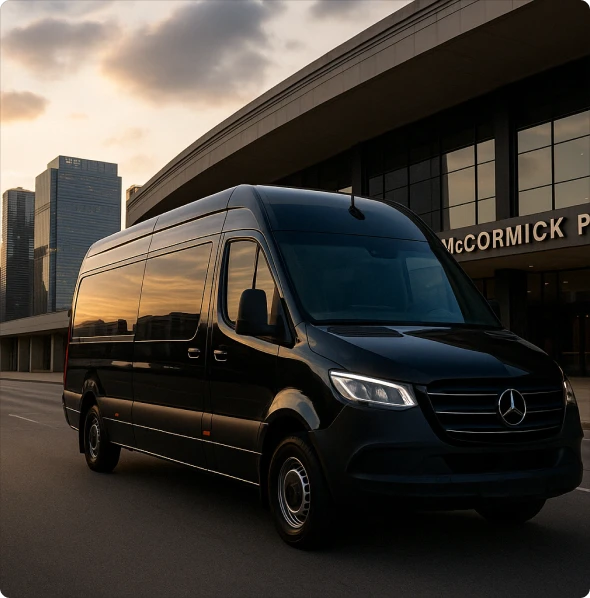 ## Executive Sprinter Van Service for Corporate Travel in Chicago, IL 

 Doing business in Chicago, IL? You need transportation that’s punctual, comfortable, and stress-free. Bookinglane’s executive Sprinter Van service is built for corporate travelers who value efficiency and space. 

  Our professional drivers show up early, dress sharp, and know how to get you to meetings on time. With spacious seating and onboard privacy, you can take calls, finish tasks, or simply unwind during the ride. 

 From team pickups to VIP transfers, our Sprinter Van service in Chicago, IL keeps your day on track and your schedule smooth.