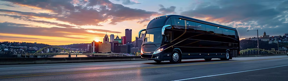 ## Charter Bus Service for NFL Draft – Effortless Travel for Large Groups
Our charter bus fleet provides large-scale group transportation solutions for the NFL Draft in Pittsburgh, accommodating everything from intimate gatherings to major corporate delegations.
* **Mini Coach — up to 28 passengers**
Comfortable coach-style seating with ample legroom, overhead storage, and climate control. Ideal for hotel-to-venue shuttles, multi-property pickups, and corporate hospitality programs that demand punctual, professional service.
* **Mid-Size Motorcoach — up to 35 passengers**
Enhanced amenities including an onboard restroom, premium audio-visual systems for watching draft coverage in transit, and spacious luggage bays for groups arriving from Pittsburgh International Airport or departing right after the final pick. A great fit for large corporate groups, media contingents, or fan clubs traveling from surrounding cities.
* **Full-Size Executive Coach — up to 56 passengers**
Our flagship charter option features premium leather seating with extra legroom, individual climate controls, power outlets at every seat, and WiFi connectivity for streaming draft coverage. Our professional drivers have comprehensive knowledge of vehicle height restrictions, designated bus routes, and approved staging areas near the NFL Draft Theater and fan experience zones.
* **Limo-Style Bus — up to 50 passengers**
Nightclub-inspired interiors with premium leather lounge seating, state-of-the-art sound systems, dynamic lighting, and entertainment amenities that let the NFL Draft experience begin the moment your group boards. Especially popular with fan groups, fraternity and sorority organizations, and corporate teams looking to build excitement during transit.
Charter bus service eliminates the complexity of coordinating multiple vehicles, keeps your entire group on the same schedule, and provides a central meeting point that simplifies communication all weekend. Elevated seating offers unobstructed views of Pittsburgh's Point State Park, the confluence of three rivers, and the dramatic city skyline.