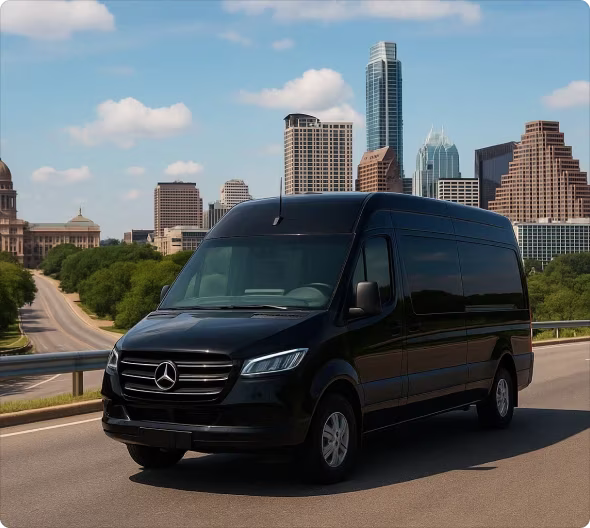 ## Just Landed? Our Airport Sprinter Van Service in Austin, TX Has You Covered
Flying into Austin, TX? Don’t wait in long taxi lines or deal with the chaos. Bookinglane’s airport Sprinter Van service offers a smooth, private experience from the moment you land.
Your driver will greet you inside the terminal, assist with your luggage, and escort you to your waiting Sprinter Van. No delays, no confusion—just a clean, spacious ride to your destination.
Whether you’re flying solo or arriving with a group, our airport Sprinter Vans in Austin, TX make your arrival stress-free.