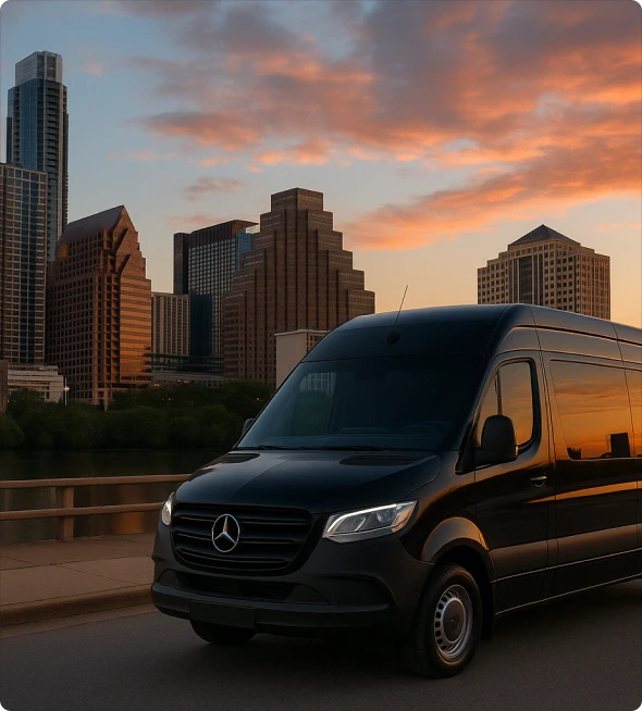 ## Executive Sprinter Van Service for Corporate Travel in Austin, TX 

 Doing business in Austin, TX? You need transportation that’s punctual, comfortable, and stress-free. Bookinglane’s executive Sprinter Van service is built for corporate travelers who value efficiency and space. 

  Our professional drivers show up early, dress sharp, and know how to get you to meetings on time. With spacious seating and onboard privacy, you can take calls, finish tasks, or simply unwind during the ride. 

 From team pickups to VIP transfers, our Sprinter Van service in Austin, TX keeps your day on track and your schedule smooth.