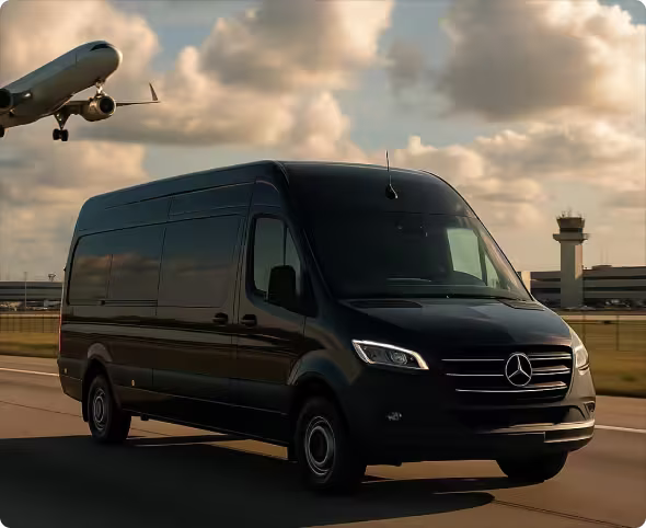## Just Landed? Our Airport Sprinter Van Service in Miami, FL Has You Covered
Flying into Miami, FL? Don’t wait in long taxi lines or deal with the chaos. Bookinglane’s airport Sprinter Van service offers a smooth, private experience from the moment you land.
Your driver will greet you inside the terminal, assist with your luggage, and escort you to your waiting Sprinter Van. No delays, no confusion—just a clean, spacious ride to your destination.
Whether you’re flying solo or arriving with a group, our airport Sprinter Vans in Miami, FL make your arrival stress-free.