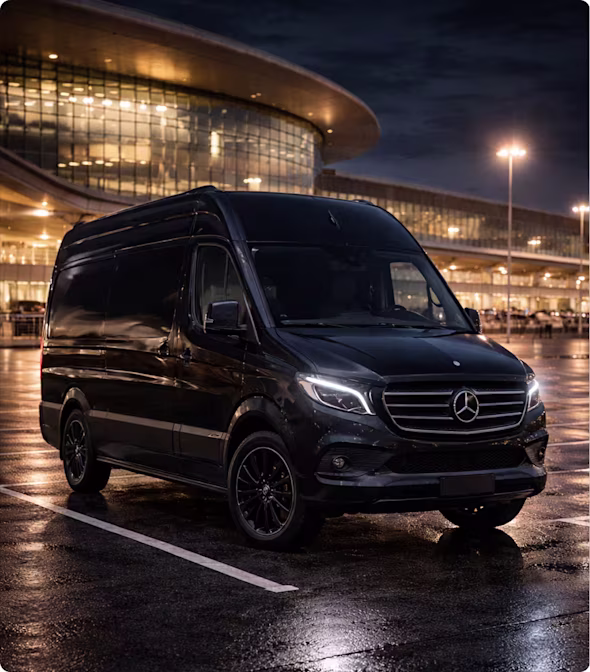 ## Sprinter Van Service — Arrive Together, Travel in Style
When your group deserves more than a fleet of rideshares, Bookinglane’s Sprinter Van Service offers a single, elegant solution. Our luxury Mercedes-Benz Sprinter Vans seat up to 12 passengers — with select configurations for up to 14 — and feature plush seating, individual climate control, and generous storage for luggage, gear, or event essentials.
Ideal for music festivals, wine country weekends, corporate retreats, and multi-day itineraries. Your dedicated chauffeur knows the local roads, venue access points, and peak-hour patterns — so the group stays on schedule without the stress of navigation or parking. High ceilings, tinted privacy glass, and a smooth suspension turn every transfer into part of the experience.
At the end of the evening, skip the surge pricing and shuttle lines. Your Sprinter is waiting exactly where you need it. Perfect for families, friends, and corporate teams who want coordinated, reliable ground transportation without compromise. Availability is limited during peak event weekends — reserve early to secure your vehicle.