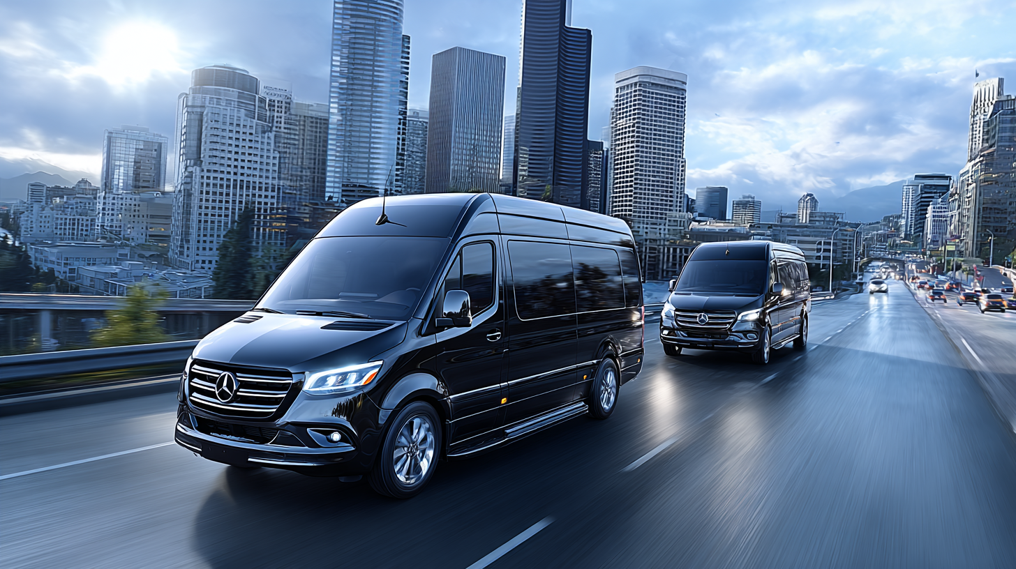 u4466961821 Luxury black Sprinter van and SUV driving on open 419d8ea5-5e5e-4490-a871-6fd2aea2f5b4 3