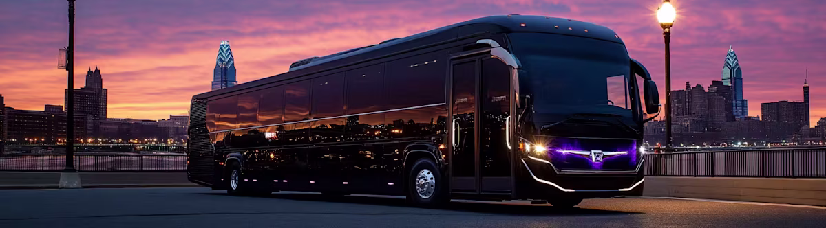 ## Charter Bus Service for the 2026 MLB All-Star Game in Philadelphia
When your group is large enough that multiple vehicles would create logistical headaches, our charter bus service offers a single, streamlined solution for transporting everyone together to the 2026 MLB All-Star Game at Citizens Bank Park. Ideal for corporate event organizers, association groups, sports clubs, school alumni chapters, and large family reunions attending the game, charter bus service eliminates the complexity of coordinated arrivals and ensures your entire party travels together, on schedule, with a professional driver managing every detail of the route. Our charter bus service is available in four configurations to match your group's size and preferences:
**Mini Coach** — Accommodating up to 28 passengers, the Mini Coach is a nimble, comfortable option for medium-sized groups that want the comfort and convenience of a full coach without the footprint of a larger vehicle, making it easier to navigate South Philadelphia's game-day streets.
**Mid-Size Motorcoach** — Accommodating up to 35 passengers, the Mid-Size Motorcoach is a versatile option for larger groups, offering generous seating, overhead storage for personal items, and a smooth ride between your hotel, gathering point, and Citizens Bank Park.
**Full-Size Executive Coach** — Accommodating up to 56 passengers, the Full-Size Executive Coach is the ideal solution for large corporate groups, ticketed group outings, or any organization seeking to transport a significant number of guests to and from the All-Star Game in a single, fully equipped luxury coach.
**Limo-Style Bus** — Accommodating up to 50 passengers, the Limo-Style Bus combines the capacity of a large coach with a party-ready interior featuring lounge seating, ambient lighting, and a celebratory atmosphere that sets the tone for an unforgettable All-Star Game experience before your group even arrives at the ballpark.
All charter bus bookings include a professional chauffeur who will coordinate drop-off and pickup as close to the entrance of Citizens Bank Park as permitted, and can accommodate multi-stop itineraries to include pre-game dining or post-game entertainment. Early reservations are strongly recommended, as large-vehicle availability in the Philadelphia area is limited during high-demand events like the MLB All-Star Game.