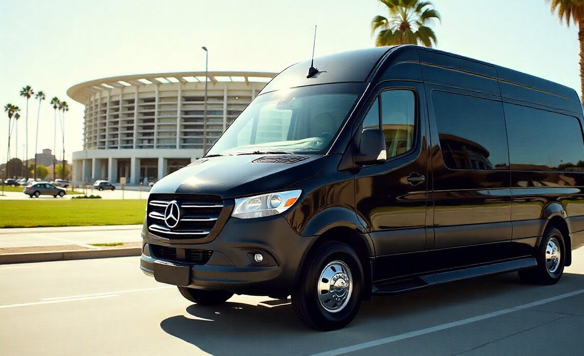 ## Sprinter Van Service for Super Bowl 2027 

 Traveling to Super Bowl LXI at SoFi Stadium should feel effortless. Our Mercedes Sprinter Vans are the ideal choice for groups, families, and corporate guests heading to the game. Whether you're arriving at LAX, BUR, or LGB, or need a transfer from hotels in Los Angeles, Santa Monica, Beverly Hills, or Pasadena, we’ll get you there smoothly. 

 A professional chauffeur will meet you curbside, assist with your bags, and handle navigation and stadium drop-off logistics. No crowded shuttles, no rideshare surge pricing, no confusion. Just a direct, comfortable ride to the event. 

 With spacious interiors, premium seating, and room for luggage, our Sprinter Vans are the best way to travel together. Book for airport transfers, hotel pick-ups, or corporate transportation - and enjoy a smoother Super Bowl day experience.