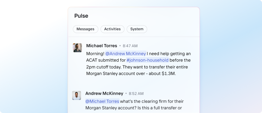 Collaboration messaging and activity feed