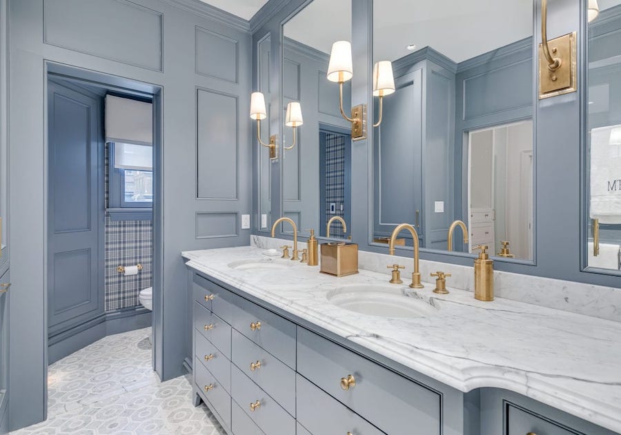 Bathroom view of historic Philadelphia Delancey Place townhouse