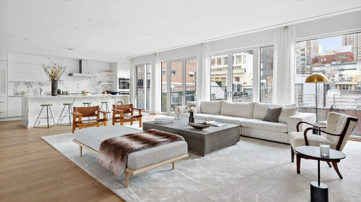 Living room of Tribeca NYC penthouse