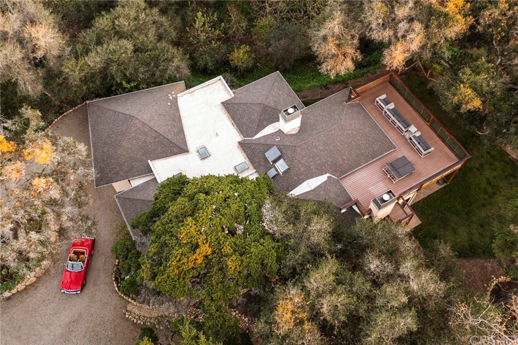 Aerial view of Oceanfront Estate in Santa Barbara with Private Horse Trails