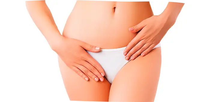 Mujer cuidado su vagina.