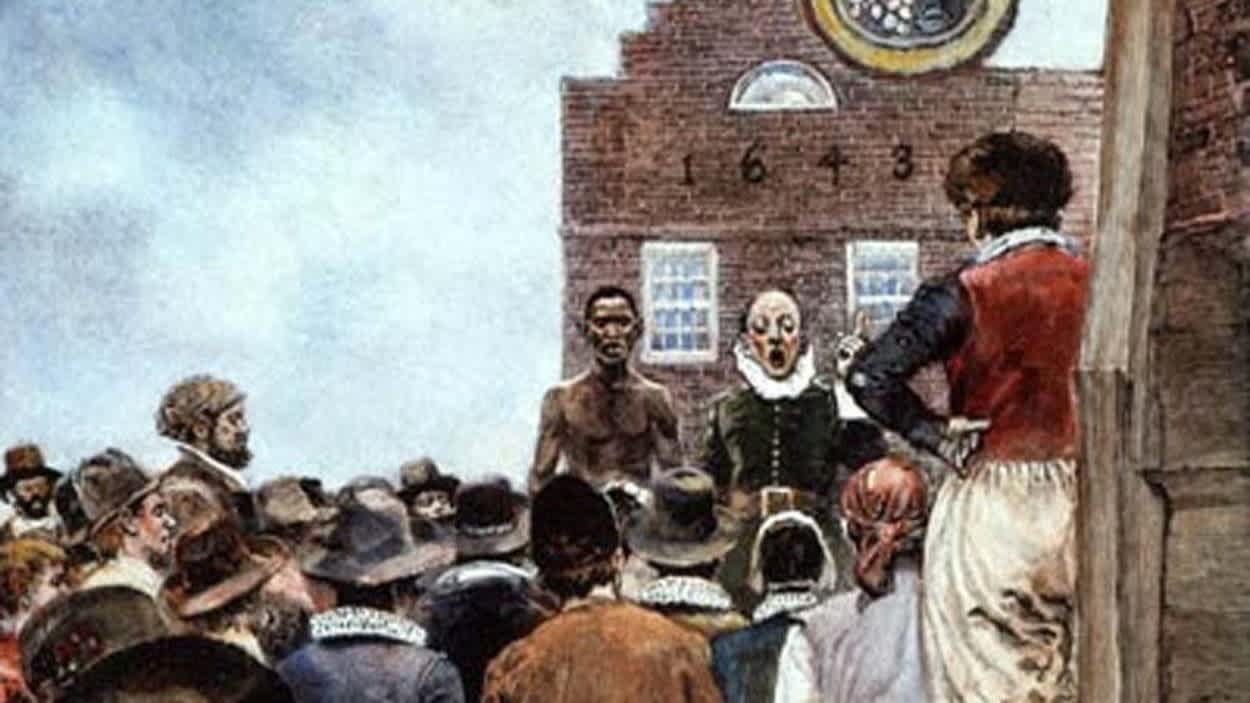 The first slave auction in New Amsterdam