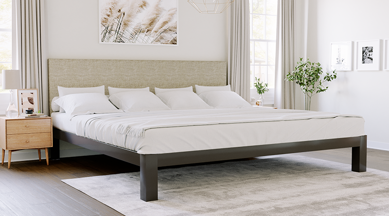 Alaskan King Platform Bed Oatmeal Headboard Corner - 800x445