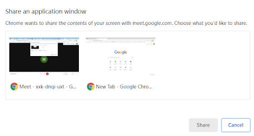 google hangouts screen sharing link