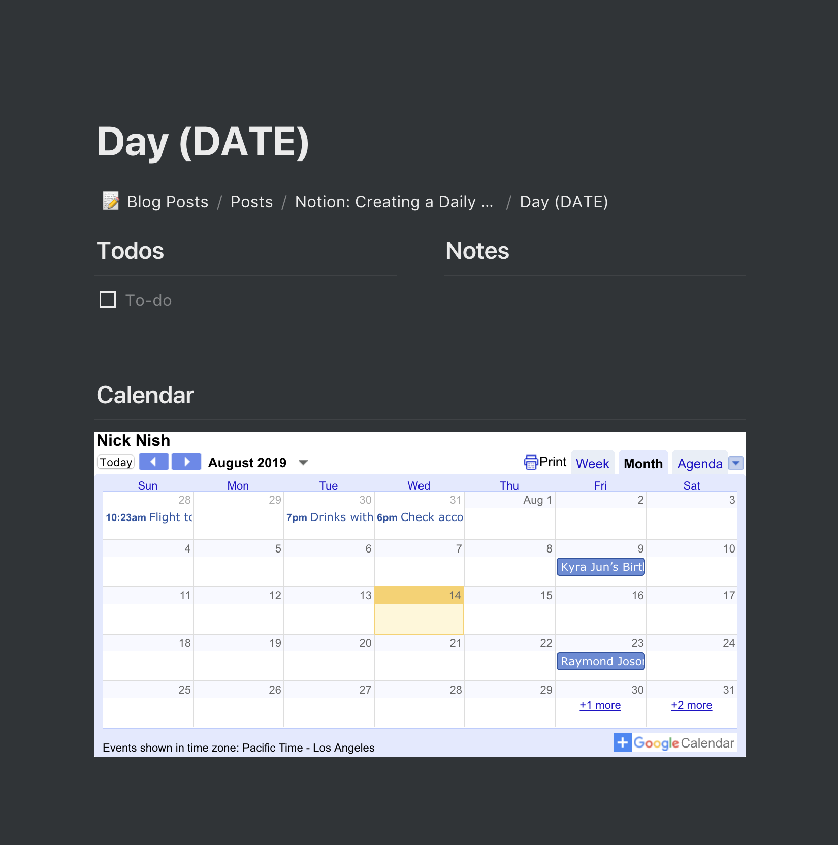 Notion calendar template cachewest