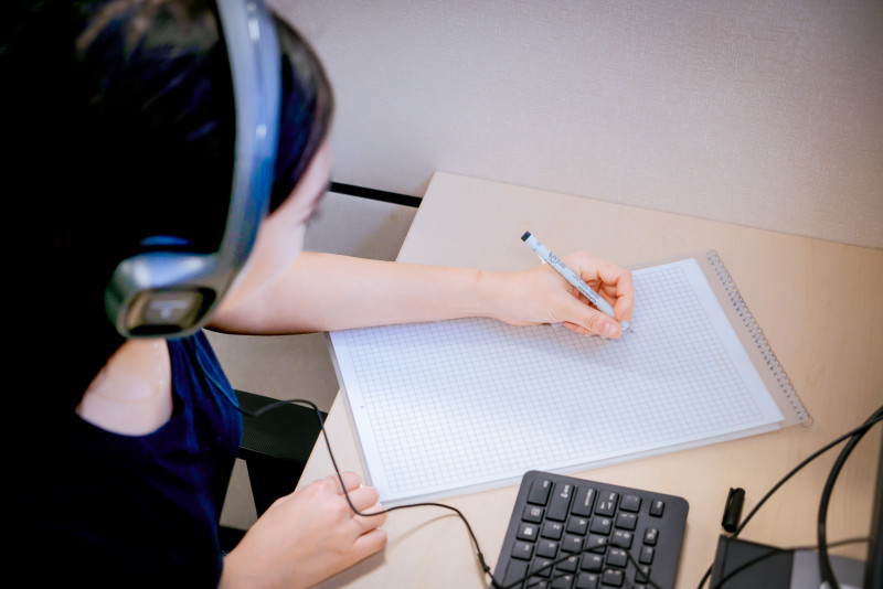 Image of student in a test center