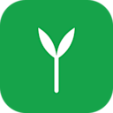 Logri app icon: white sprout on green