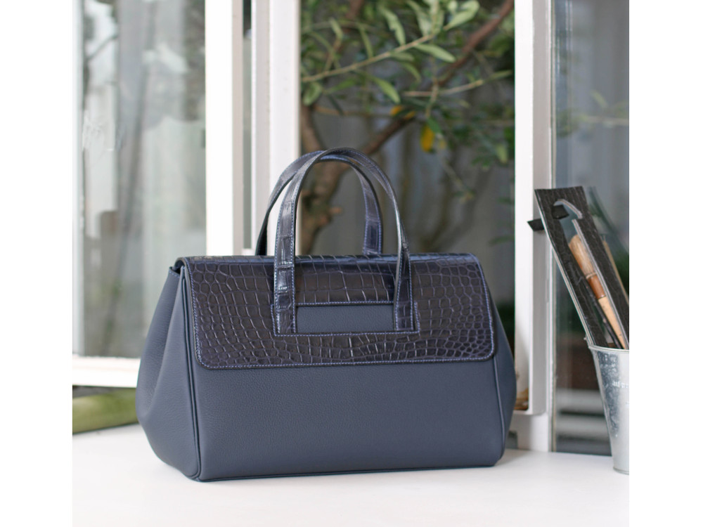 Harmattan Socoa Navy blue et croco mat 