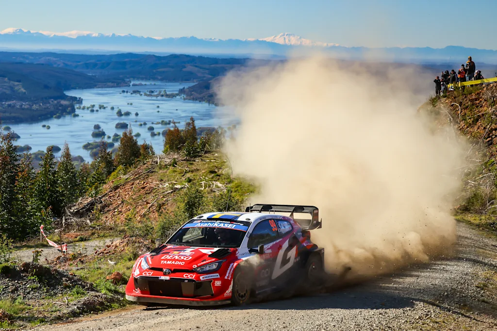 ATTENTION EDITORS - HANDOUT PICTURES - EDITORIAL USE ONLY MANDATORY CREDIT Toyota Gazoo Racing. This handout picture, released by Toyota Gazoo Racing on Sunday 13 September 2026 shows Oliver Solberg and Elliott Edmondson in action during the WRC Rally Chile, the 12th manche of the FIA World Rally Cup. Belga and Belga editorial board decline all responsability regarding the content of this picture. PHOTO HANDOUT TOYOTA GAZOO RACING