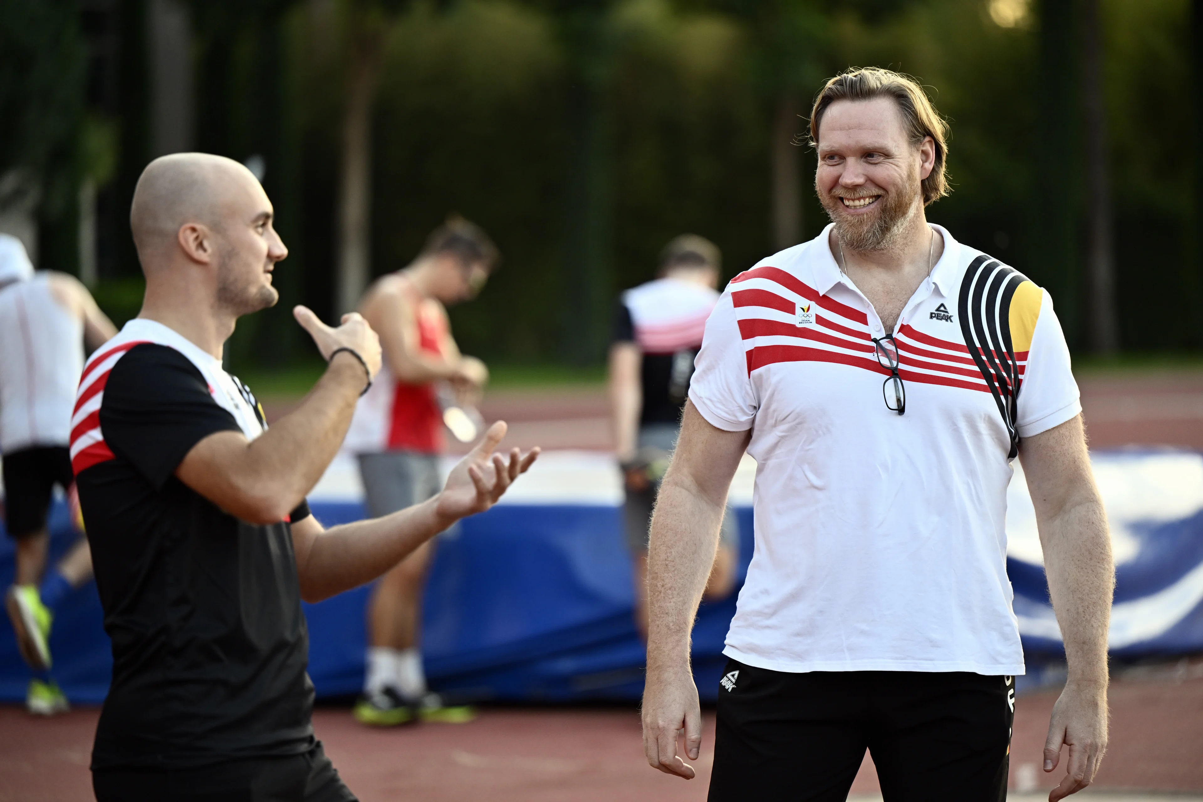 Dutch athletics coach Bram Peters and top sports coordinator Rutger Smits pictured during the annual stage of Team Belgium (13-20/11), in Belek, Turkey, Wednesday 13 November 2024, BELGA PHOTO ERIC LALMAND