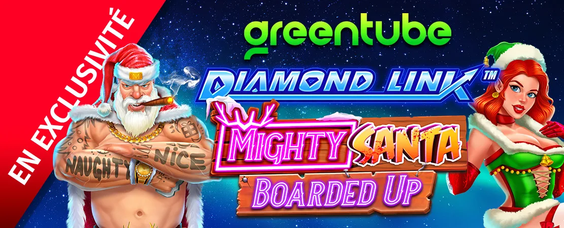 🎅  Exclusivement chez Starcasino ! Diamond Link™ Mighty Santa: Boarded Up de Greentube 🎅