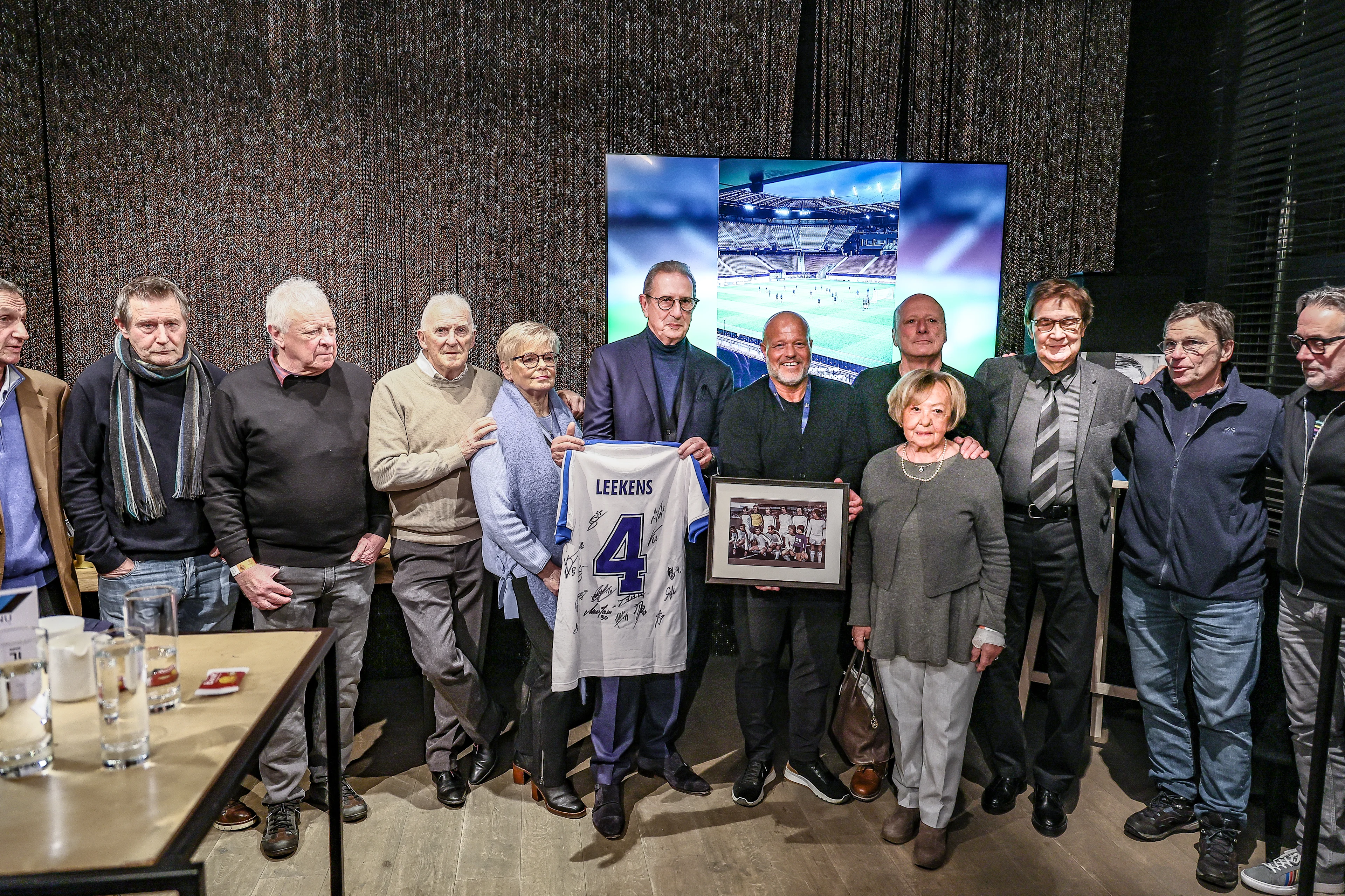 this picture shows a meeting of the former players of Club Brugge who defeated Juventus 2-0 in the semi-final of the European Cup 1 in 1978, ahead of a soccer game between Belgian Club Brugge KV and Italian club Juventus, Tuesday 21 January 2025 in Brugge, on the seventh day (out of 8) of the UEFA Champions League league phase. BELGA PHOTO BRUNO FAHY