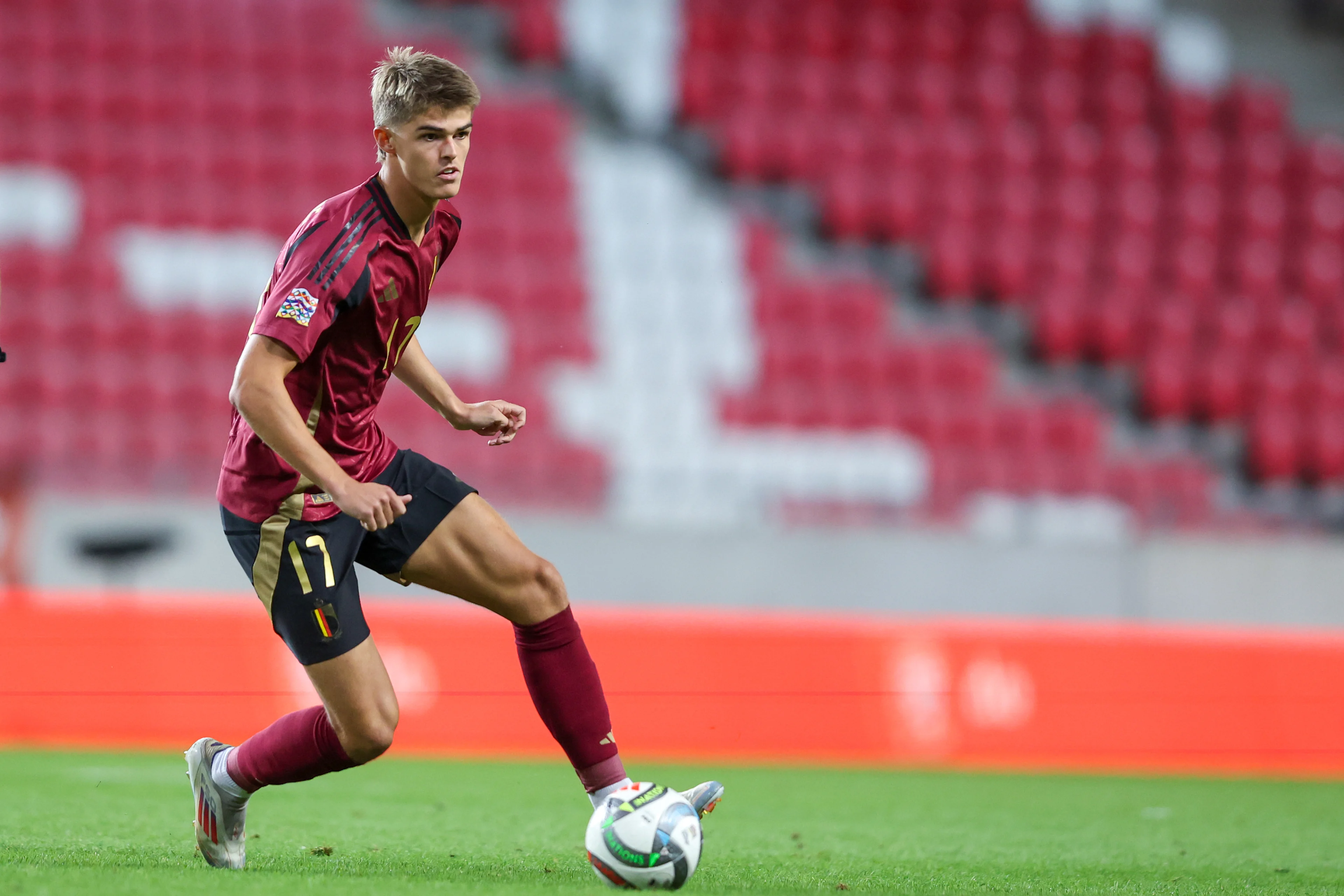 Charles De Ketelaere of Belgium controls the ball during the UEFA Nations League Group A2 match between Belgium and Israel at Nagyerdei Stadion in Debrecen, Hungary, on September 6, 2024. Photo: Matija Habljak/PIXSELL BELGIUM ONLY