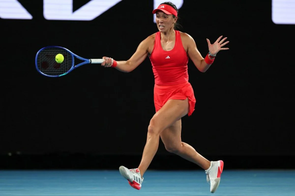 USA's Jessica Pegula hits a return against Serbia's Olga Danilovic during their women's singles match on day six of the Australian Open tennis tournament in Melbourne on January 17, 2025.  Adrian DENNIS / AFP