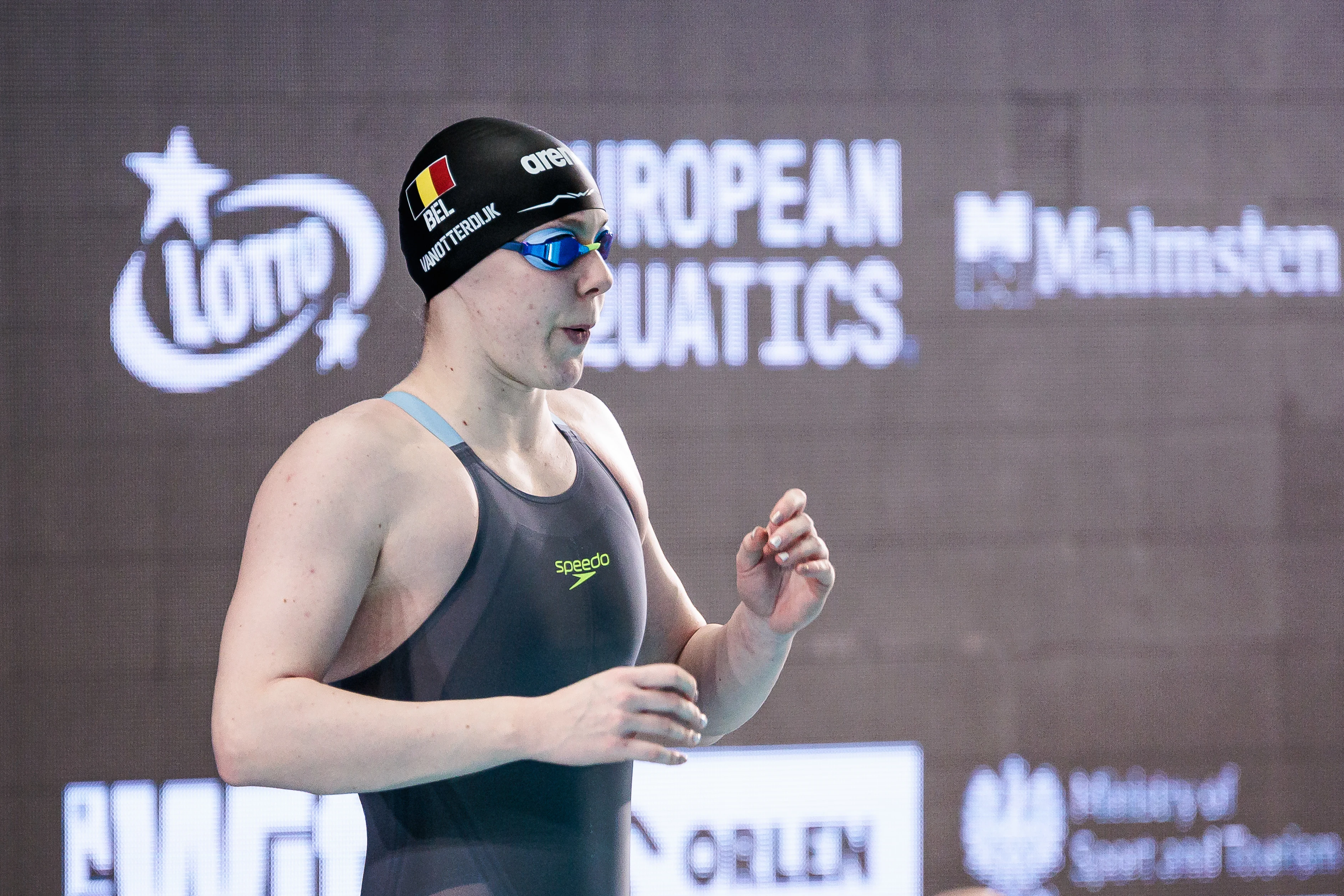 Roos Vanotterdijk of Belgium pictured during the women 100 m individual medley final at the European Aquatics Short Course Swimming Championships in Lublin, Poland, on Thursday 04 December 2025. BELGA PHOTO NIKOLA KRSTIC
