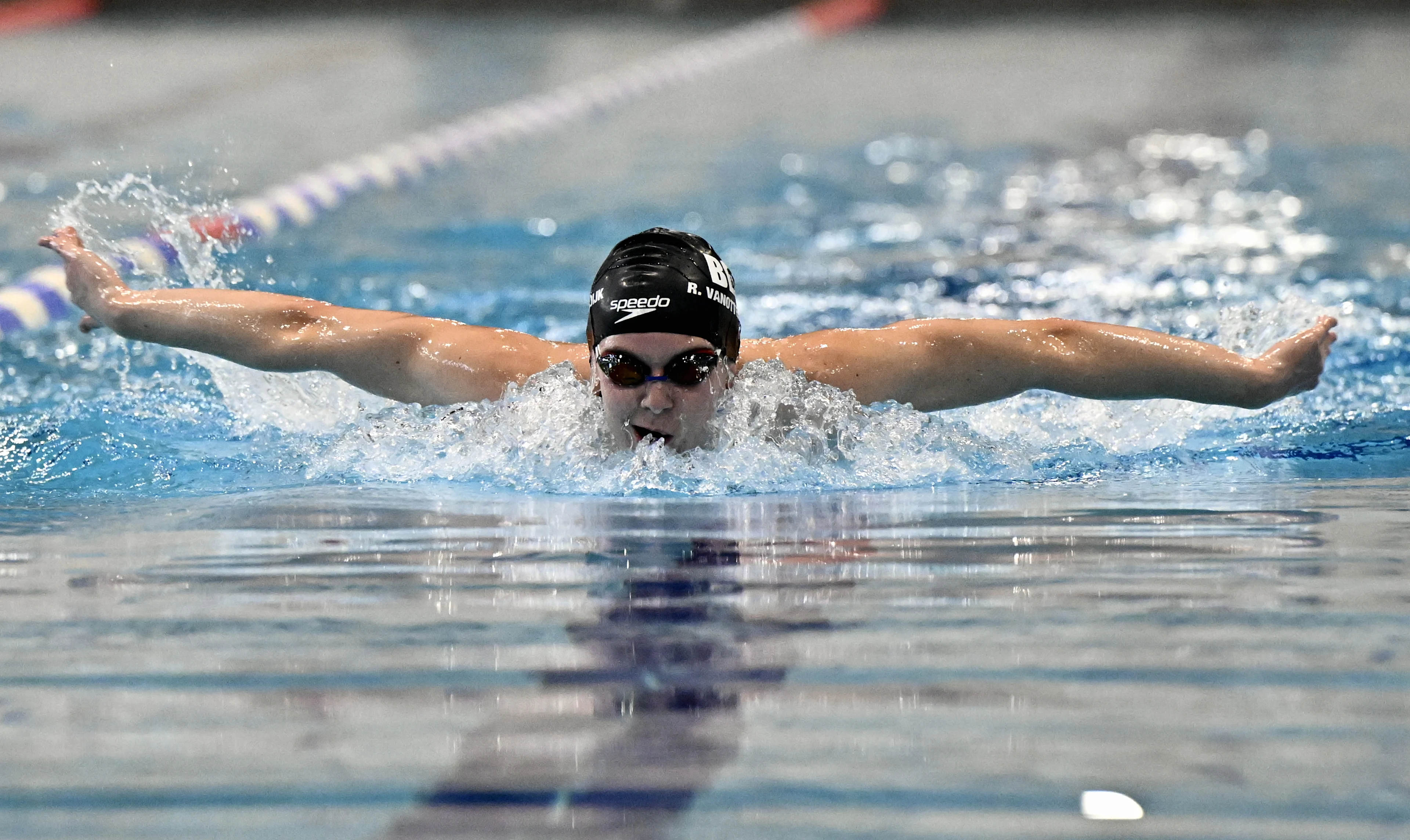 Belgian swimmer Roos Vanotterdijk pictured in action during the annual stage of Team Belgium (13-20/11), in Belek, Turkey, Thursday 14 November 2024, BELGA PHOTO ERIC LALMAND