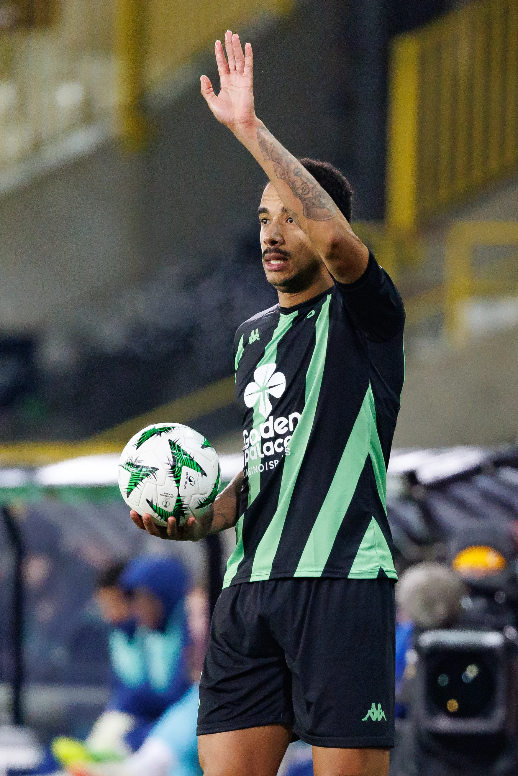 Cercle's Senna Miangue pictured in action during a soccer game between Belgian Cercle Brugge KSV and Scottish Heart of Midlothian FC, Thursday 28 November 2024 in Brugge, on day four of the League phase of the UEFA Conference League. BELGA PHOTO KURT DESPLENTER