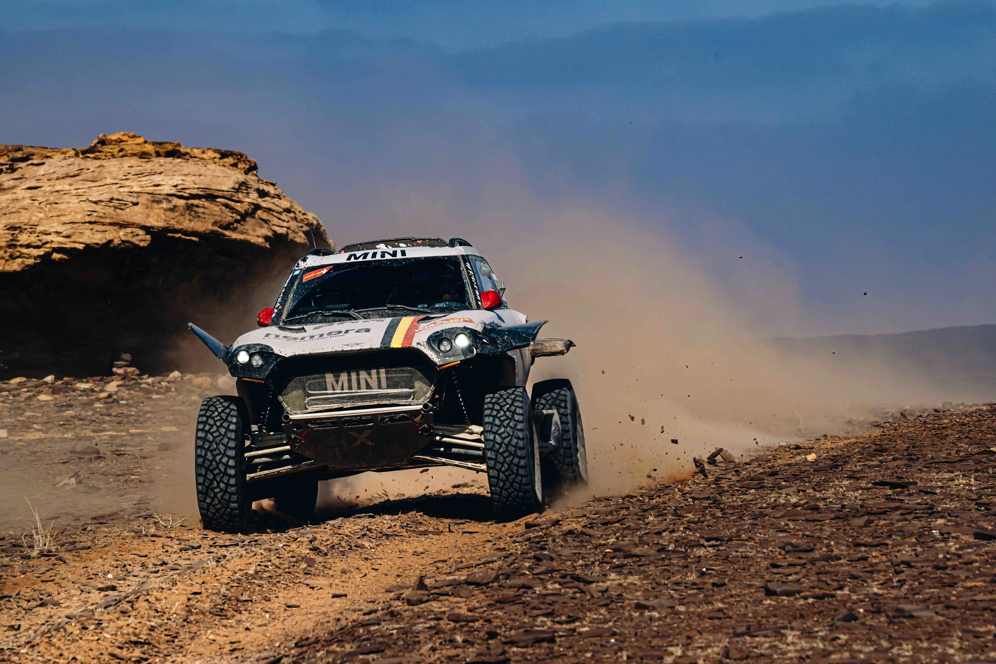 ATTENTION EDITORS - HAND OUT PICTURES - EDITORIAL USE ONLY - MANDATORY CREDIT:  SIMON BAUCHAU -   Hand out pictures dated from Wednesday 08 January 2025, shows Guillaume de Mevius during the stage 4 of the 2025 Dakar rally race, in Saoudi Arabia.   *** Belga and Belga Editorial Board decline all responsibility regarding the content of this picture. *** PHOTO HAND OUT SIMON BACHAU