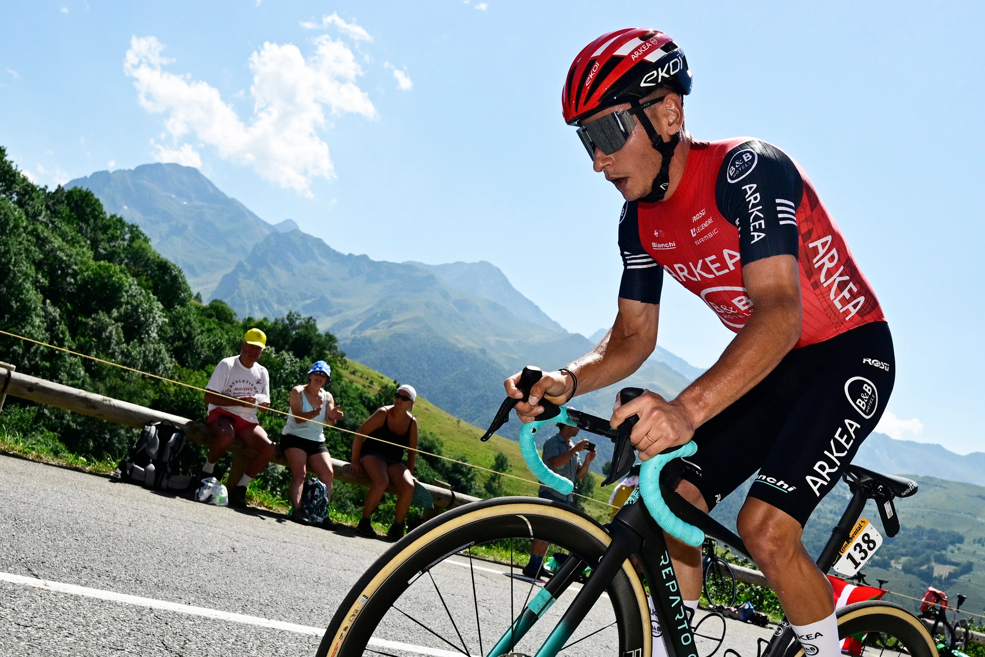 French Clement Venturini of Arkea-B&B Hotels pictured in action during stage 13 of the 2025 Tour de France cycling race, an 11km individual time trial from Loudenvielle to Peyragudes, on Friday 18 July 2025 in France. The 112th edition of the Tour de France starts on Saturday 5 July in Lille, France, and will finish in Paris, France on the 27th of July.   BELGA PHOTO DIRK WAEM