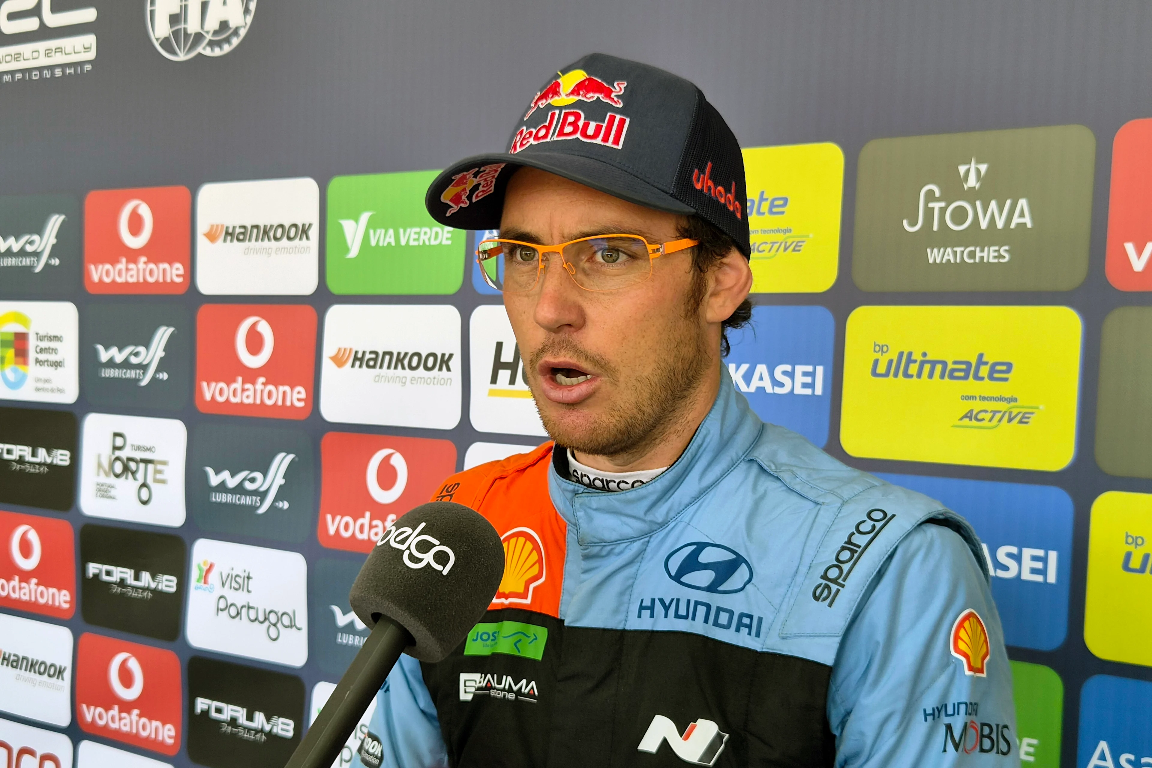 Thierry Neuville talks to the press at the Rally de Portugal event in Baltar, Portugal on Saturday 09 May 2026. BELGA PHOTO ERIC DUPAIN