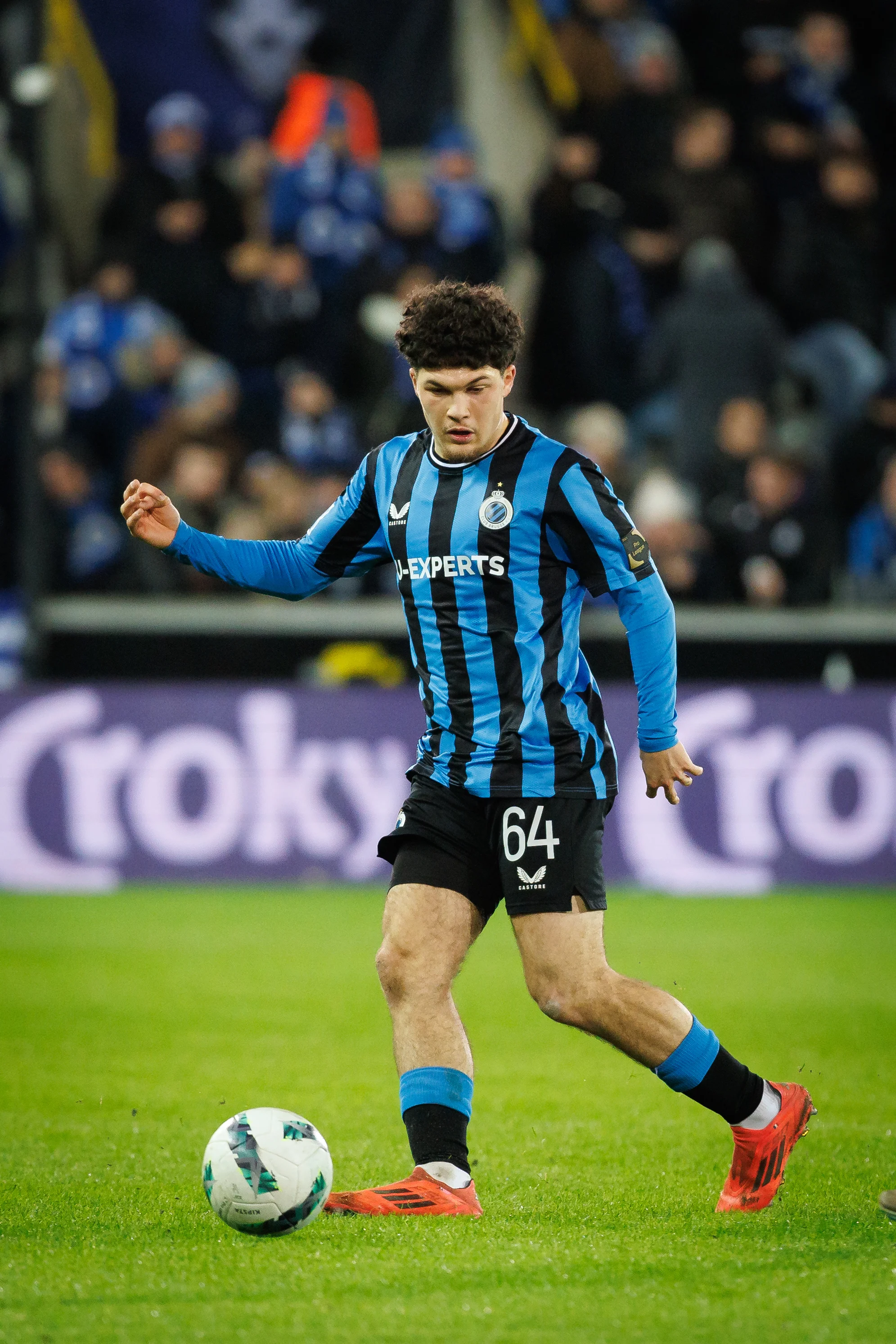 Club's Kyriani Sabbe pictured in action during a soccer game between Club Brugge and OH Leuven, Tuesday 07 January 2025 in Brugge, in the 1/4 finals of the 'Croky Cup' Belgian soccer cup. BELGA PHOTO KURT DESPLENTER