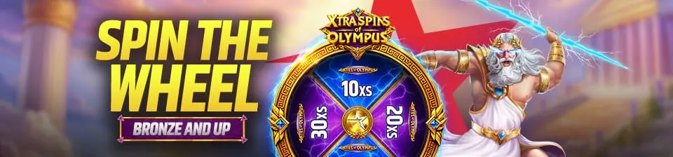 The Xtra Spins of Olympus Wheel is available every Wednesday between 16:00 and 21:00!
