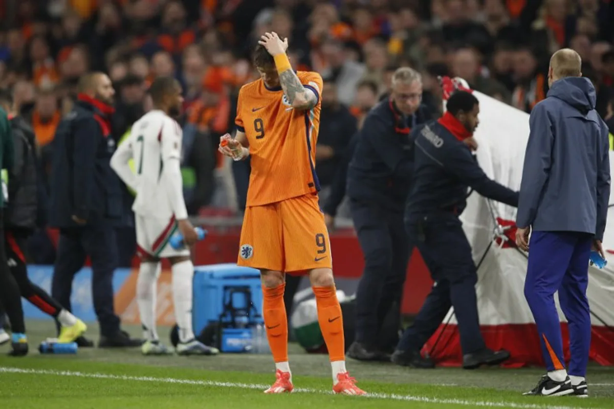 Wout Weghorst of the Netherlands reacts ahead of the UEFA Nations League football match between the Netherlands and Hungary at the Johan Cruyff ArenA on November 16, 2024 in Amsterdam.  Bart Stoutjesdijk / ANP / AFP