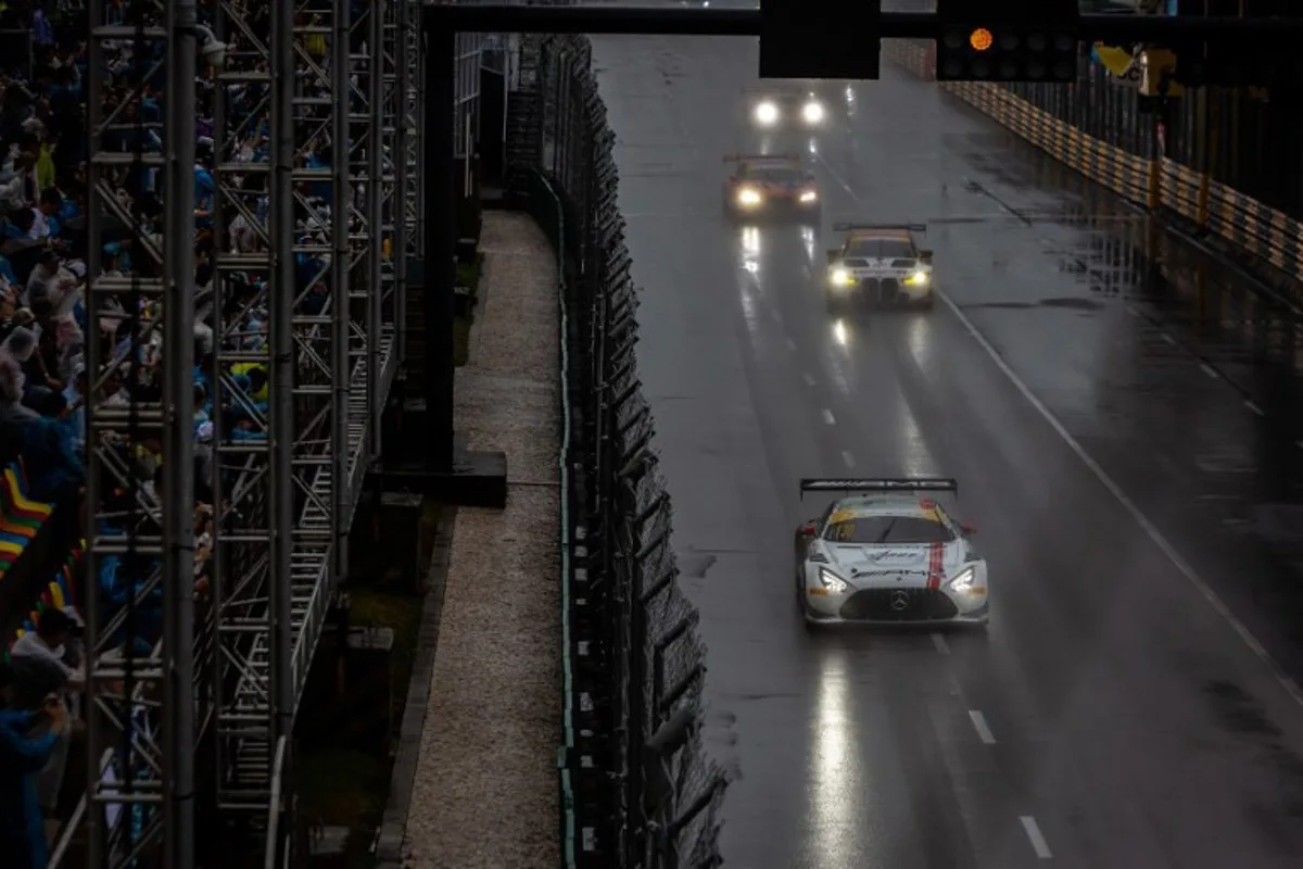 Mercedes-AMG Team GMR German driver Maro Engel drives his BMW M4 GT3 during the FIA GT World Cup race of the 71st Macau Grand Prix in Macau on November 17, 2024.  Eduardo Leal / AFP