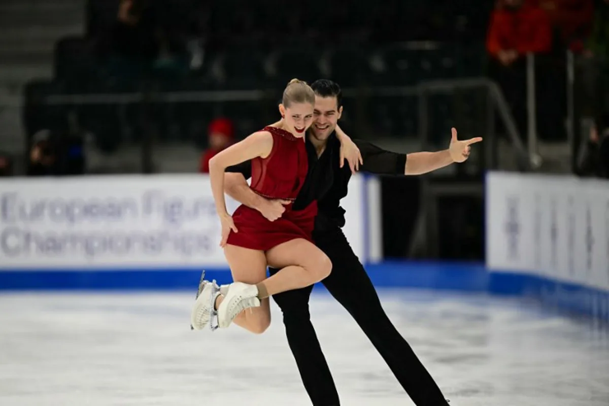 Germany's Minerva Fabienne Hase and Nikita Volodin compete during the Pairs Short Program event of the ISU European Championships in Tallinn, Estonia on January 29, 2025.  Daniel MIHAILESCU / AFP