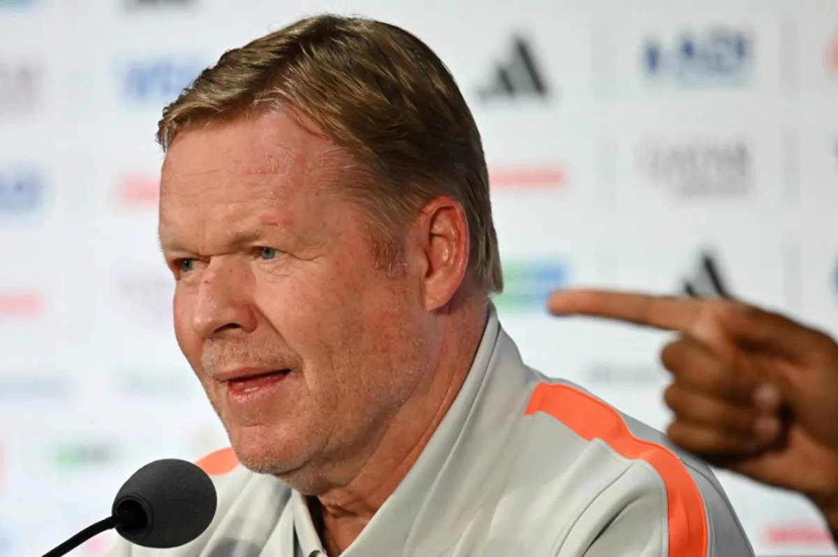 Netherlands' head coach Ronald Koeman attends a press conference ahead of Netherlands' 2026 World Cup football tournament Group F football match against Japan in Dallas on June 13, 2026. Paul ELLIS / AFP