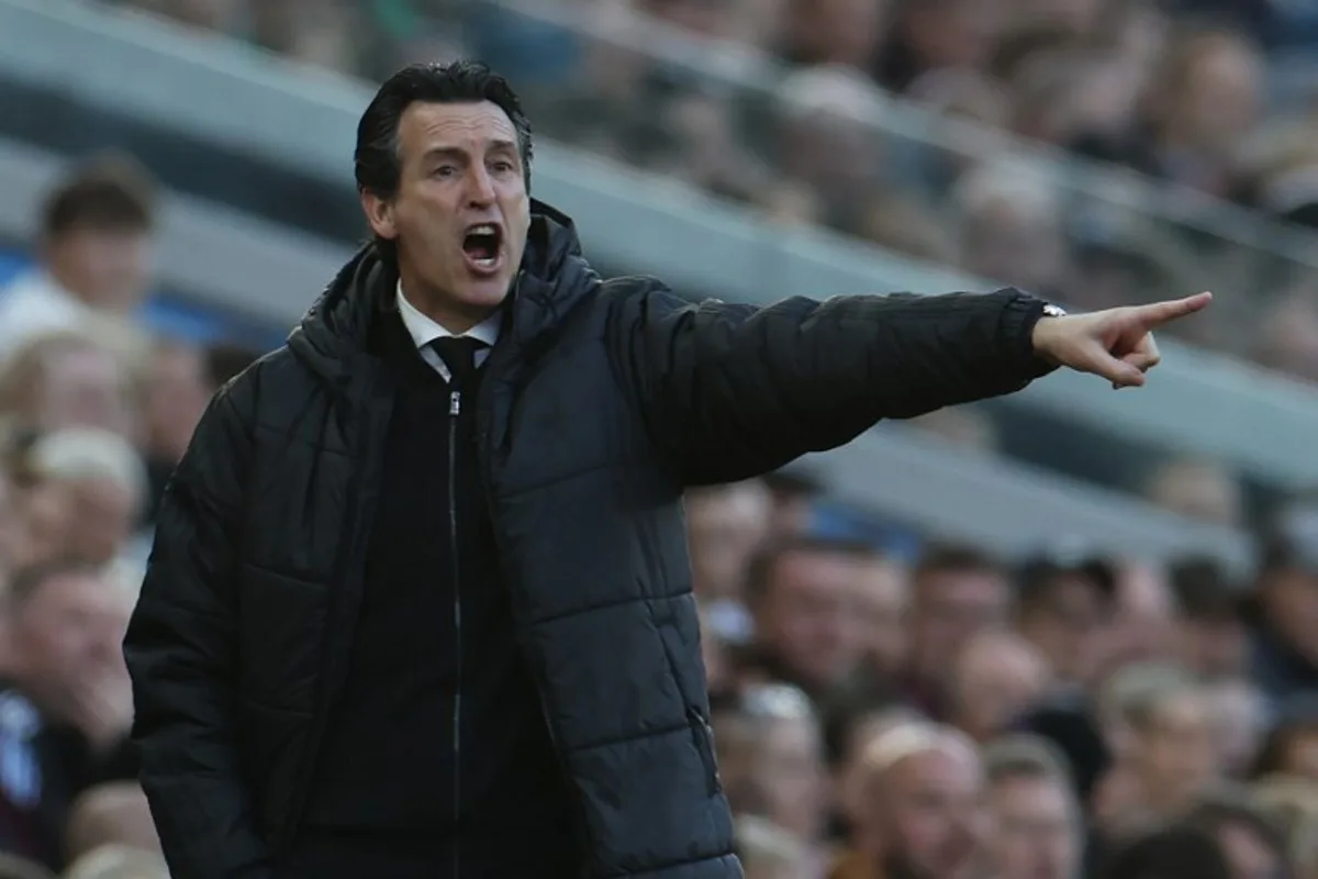 Aston Villa's Spanish manager Unai Emery gestures on the touchline during the English Premier League football match between Aston Villa and Liverpool at Villa Park in Birmingham, central England on May 15, 2026. Darren Staples / AFP