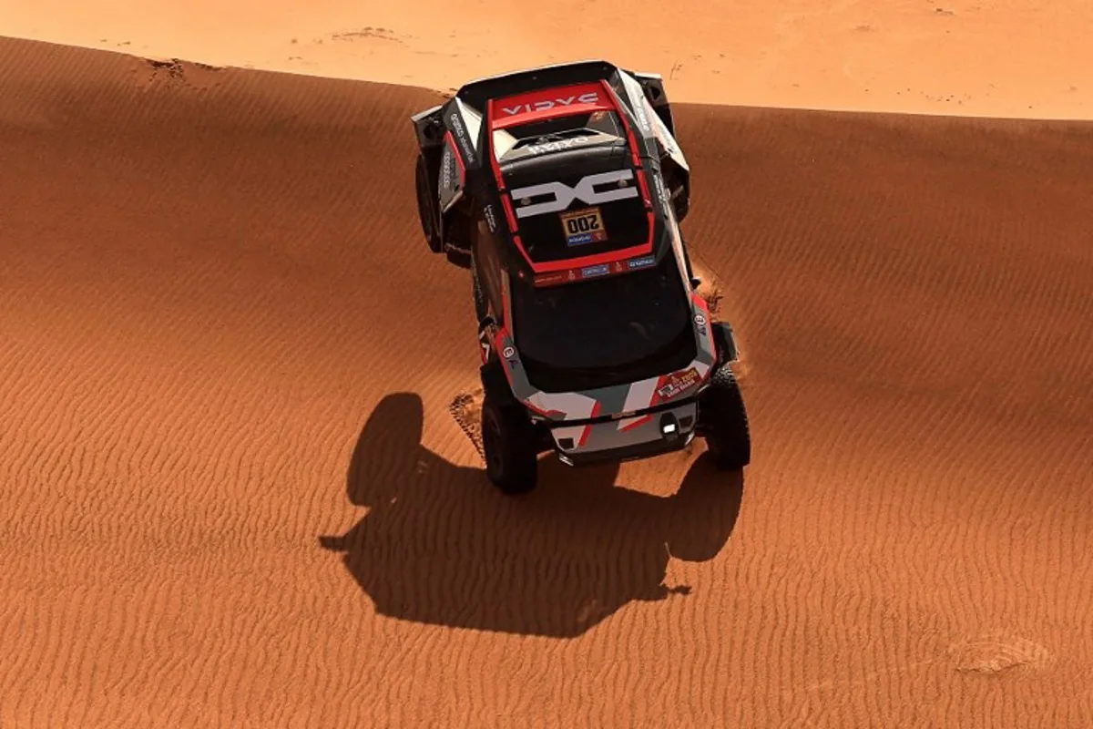 Qatari driver Nasser Al-Attiyah and French co-driver Edouard Boulanger compete during Stage 8 of the Dakar Rally 2025, between Al Duwadimi and Riyadh, Saudi Arabia, on January 13, 2025.  Valery HACHE / AFP